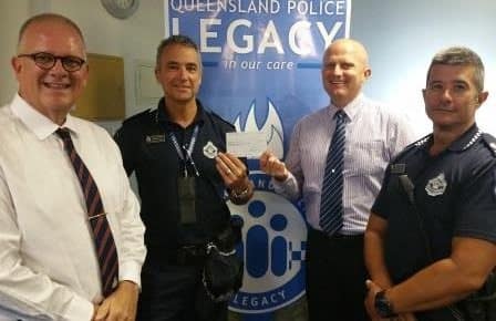 Queensland W2W Co-Ordinator Andrew Frick presents the W2W cheque to QPLS Secretary/Manager Andrew Gough in the presence of W2W National Co-Ordinator Brayden Murphy and QPUE General Secretary Mick Barnes.